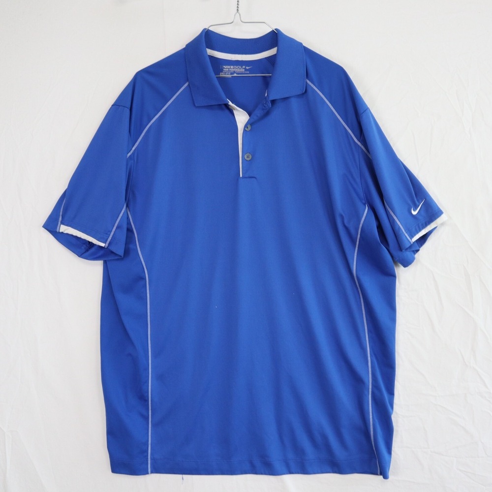 Nike Golf Polo Shirt‎ Mens XL Dri-Fit Tour Performance Blue Short Sleeve